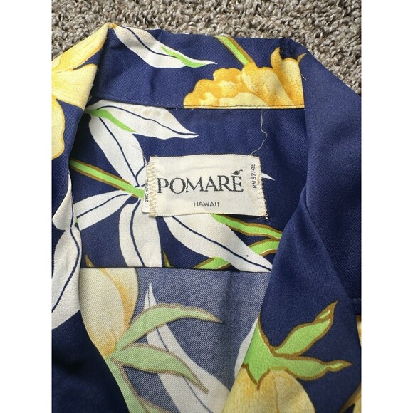 POMARE Blue Small Aloha Hawaiian Button Color Shirt - Picture 3 of 10